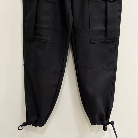 Banana Republic 100% Wool Black Cargo Pants Joggers High Waisted Cinched Ankles - Picture 7 of 12